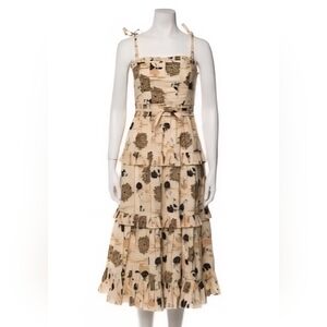 Ulla Johnson Tiered Cream and Black Maxi Sundress WITH POCKETS. Size 0 XS S